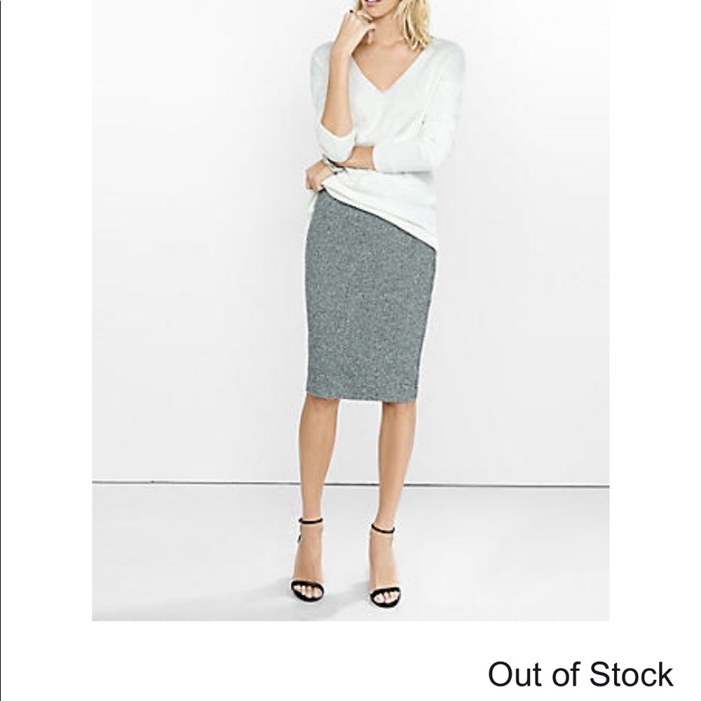 Heather Gray High Waisted Plush Pencil Skirt